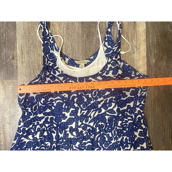 Lucky Brand Womens Tiered Maxi Dress Blue Floral Vines Boho Festival Size Large - Picture 6 of 10